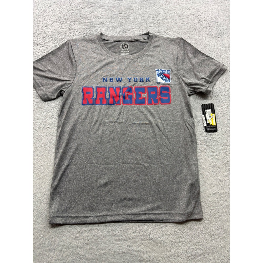 NHL New‎ York Rangers Boys Heather Gray Graphic T-Shirt Size L 12-14 NEW